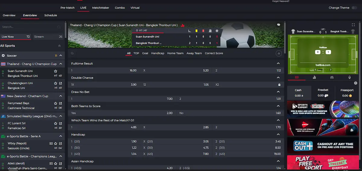 BetLive Casino – sport a kasino na mobilním telefonu